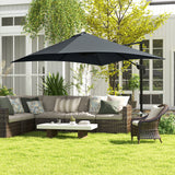 10x10ft Cantilever Umbrella Rotatable Square Market Parasol, 4 Adjustable Angle for Outdoor Backyard Patio Dark