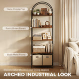 Bookshelf 5 Tier Arched Bookcase, 73.2