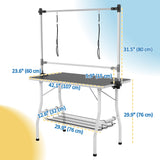 Foldable Dog Grooming Table with Adjustable Grooming Arms, Storage Shelf, 42