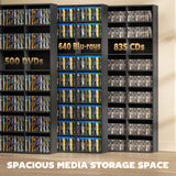 Media Storage Cabinet, 9-Tier DVD Shelf with 21 Adjustable Shelves, Holds 835 CDs, 500 DVDs or 640 Blu-rays