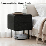 Modern Bedside Tables Set of 2, 2 Pieces Nightstands with 2 Storage Drawers and Steel Legs for Bedroom