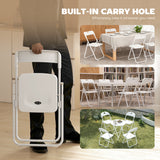 Folding Chairs 6 Pack, Plastic Foldable Chairs with Vent, Carry Hole and Steel Frame for Home