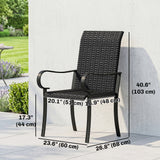 2 Piece PE Rattan Patio Dining Chairs with Steel Frame
