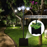 3-head LED Solar Light Lamp Street Light Post with Planter