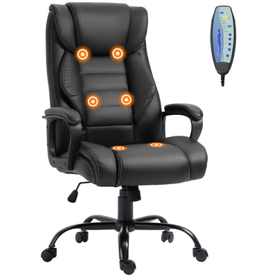 Massage Office Chair, High Back Executive Office Chair with 6-Point Vibration, Adjustable Height, Swivel Seat and Rocking Function