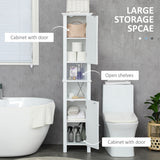 Bathroom Cabinet, Freestanding Linen Cabinet with Open Shelves