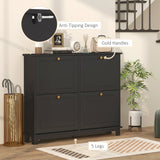 Meuble de Rangement pour Chaussures Moderne, Cabinet Étroit avec 4 Tiroirs à Bascule, Tablettes Ajustables, 5 Pieds pour Entrée