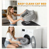 4Pcs Cat Wall Shelves with Scratching Post & Pad, Bed, Hanging Pompoms