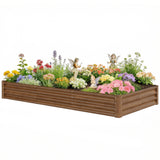 8 x 4 x 1ft Galvanized Raised Garden Bed, Reinforced Outdoor Planter Box with Open Bottom