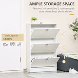 Shoe Cabinet with 3 Flip Drawers, Narrow Shoe Storage Cabinet, Holds 12 Pairs for Entryway
