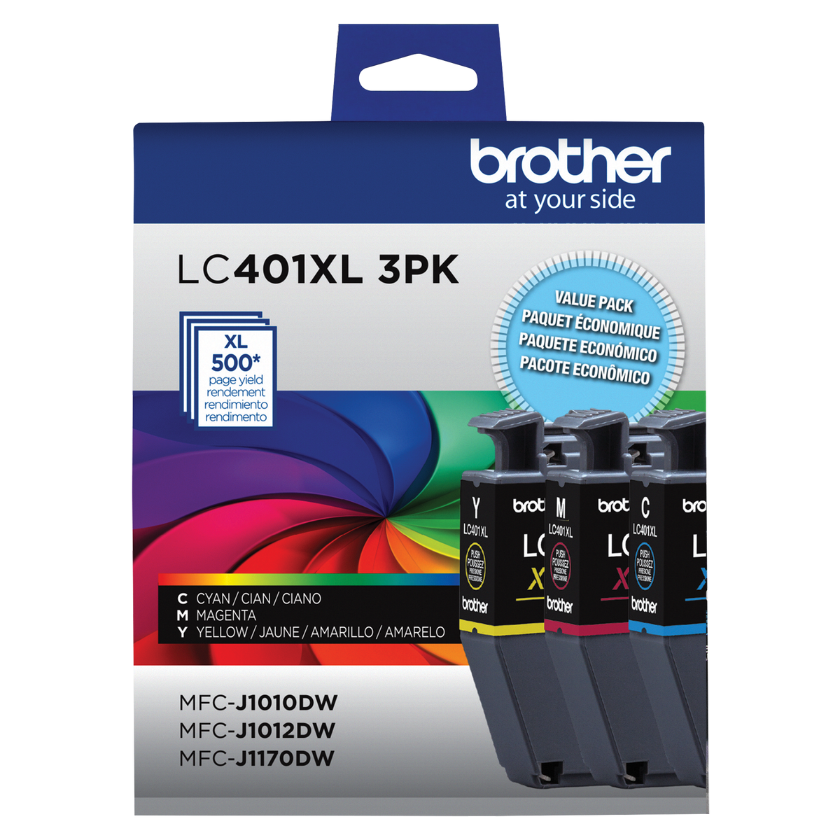 Brother Genuine LC401XL3PKS High-Yield Colour Ink Cartridges 3-Pack