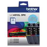 Brother Genuine LC401XL3PKS High-Yield Colour Ink Cartridges 3-Pack