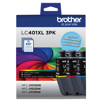 Brother Genuine LC401XL3PKS High-Yield Colour Ink Cartridges 3-Pack