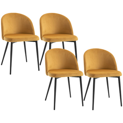 Modern Dining Chairs, Mid-Back Velvet-touch Upholstery Side Chair, Set of 4