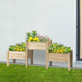 Freestanding Wooden Plant Stand, 3 Tier Raised Garden Bed for Vegetables