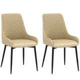 Chaises de cuisine rembourrées, lot de 2 chaises de salle à manger modernes avec capitonnage en losange et pieds en acier pour salle à manger