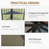 10'x10' Soft-top Patio Gazebo with Double Tier Roof, Mesh Curtains, Display Shelves