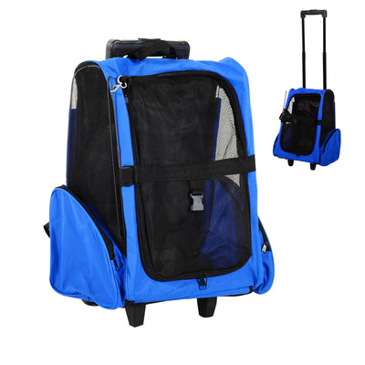 2-IN-1 Pet Luggage Box Backpack Carrier Cats Dogs w/ Handle, Rolling Wheel