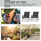 Ensemble 2 chaises pliantes extérieures dossier ajustable, chaises camping rembourées pour événements