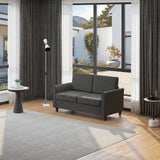 2-Seat Sofa Two-Seater Couch with Armrests and Wood Legs for Living Room