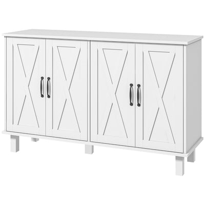 Kitchen Sideboard Cabinet with 4 Barn Doors and 2 Adjustable Shelves