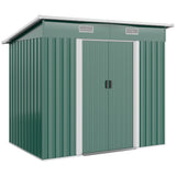 7'x 4' Metal Patio Storage Shed Garden Lockable Shed Tool Utility Storage Unit