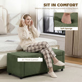 Storage Ottoman, Upholstered Corduroy End of Bed Bench with Thick Padding
