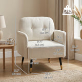 Fauteuil d'accent moderne capitonné avec pieds métalliques, Fauteuil de lecture rembourré pour salon