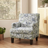 Upholstered Armchair, Mid-Century Accent Chair with Floral Pattern