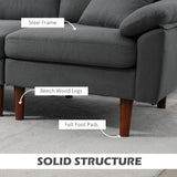 L-Shape Sofa, Pillows and Wooden Legs for Living Room