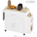 Kitchen Island with Storage, Rolling Kitchen Cart with Foldable Drop Leaf