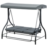 Convertible Patio Swing Bed with Canopy and Cushions, 3 Seater Porch Swing for Outdoor