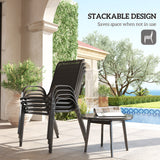 Set of 4 Outdoor Dining Chairs, Stackable Lawn Chairs with High Back, Breathable Mesh Seat for Garden Porch