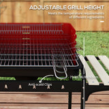 Charcoal Barbecue Grill with Adjustable Grill Height, Portable BBQ Trolley with Ash Catcher and Wheels