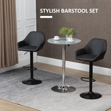 Lot de 2 tabourets de bar réglables, tabourets de bar pivotants avec repose-pieds et dossier, cuir PU et base ronde en acier