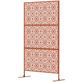 Decorative Outdoor Privacy Panel with Stand, Freestanding Metal Outdoor Divider for Garden
