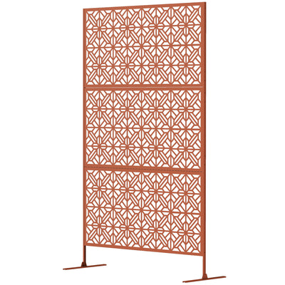 Decorative Outdoor Privacy Panel with Stand, Freestanding Metal Outdoor Divider for Garden