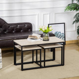 Tables basses gigognes - Ensemble de 3, Tables d'appoint modernes avec cadre en métal noir pour salon et mobilier de maison