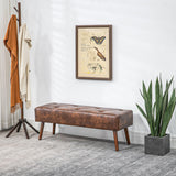 Banc de chambre à coucher, banc de bout de lit capitonné, banc d'entrée rembourré en similicuir avec pieds en bois