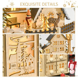 Wooden Christmas Advent Calendar, Lighted 24 Days Countdown to Christmas Table Decoration with Drawers for Kids and Adults
