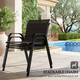 4 Pieces Outdoor Furniture Set with 2 Stackable Chairs, Patio Conversation Set with Glass Coffee Table