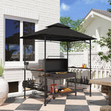 8' x 5' Barbecue Gazebo, 2-Tier BBQ Gazebo with 2 Side Shelves, Storage Basket, Hanging Hooks