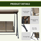 3 Person Outdoor Porch Swing Chair with Adjustable Canopy