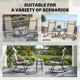 Ensemble de 3 Chaises Berçantes de Patio, Chaises Berçantes Pliantes d'Extérieur et Table Ensemble Bistro avec Siège et Dossier Maille Respirante, Appuie-tête pour Parc