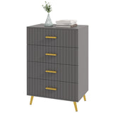 4 Drawer Cabinet, Chest of Drawers with Aluminium Legs and Gold Handles
