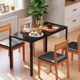 Rectangular Kitchen Table for 4 People, Dining Table with Tabletop Tempered Glass for Dining Room