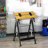 Établi portable, support d'outils d'atelier avec table de travail réglable en hauteur sur 6 niveaux, table de scie de menuisier avec 4 pinces, cadre en acier