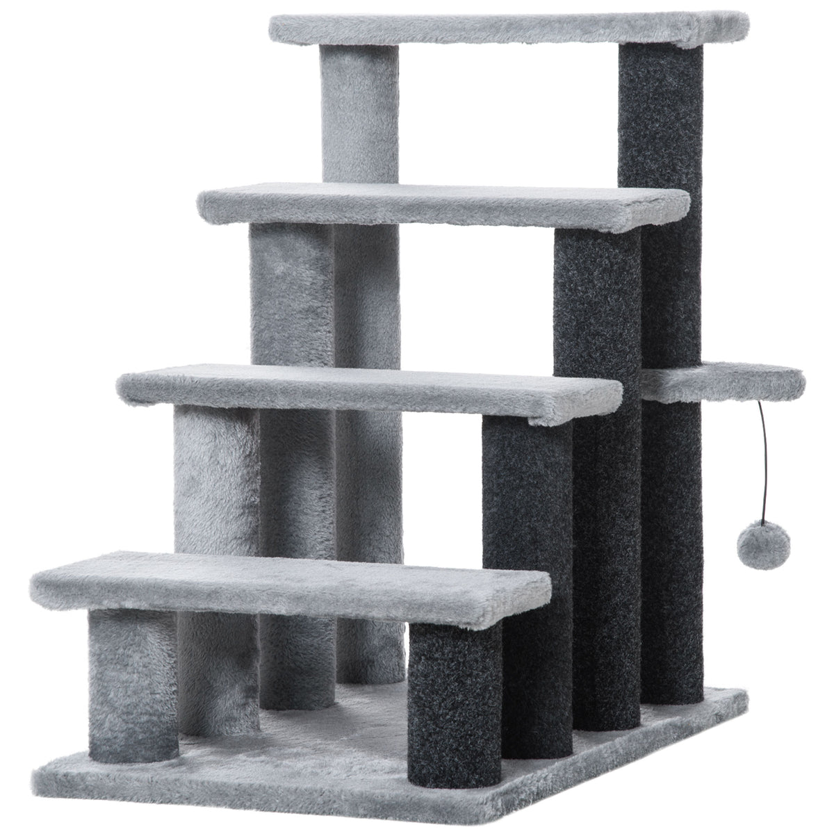 Cat Stairs for Bed, Couch 4 Steps, Small Cat Tree for Indoor Cats with Scratching Posts Toy Ball, 23.5