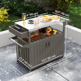 Outdoor Bar Cart with Storage Cabinet, Stainless Steel Outdoor Bar Table Top