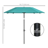 7.6FT Aluminum Patio Umbrella Parasol 8 Ribs Outdoor Market Umbrella with Crank, Push Button Tilt for Deck